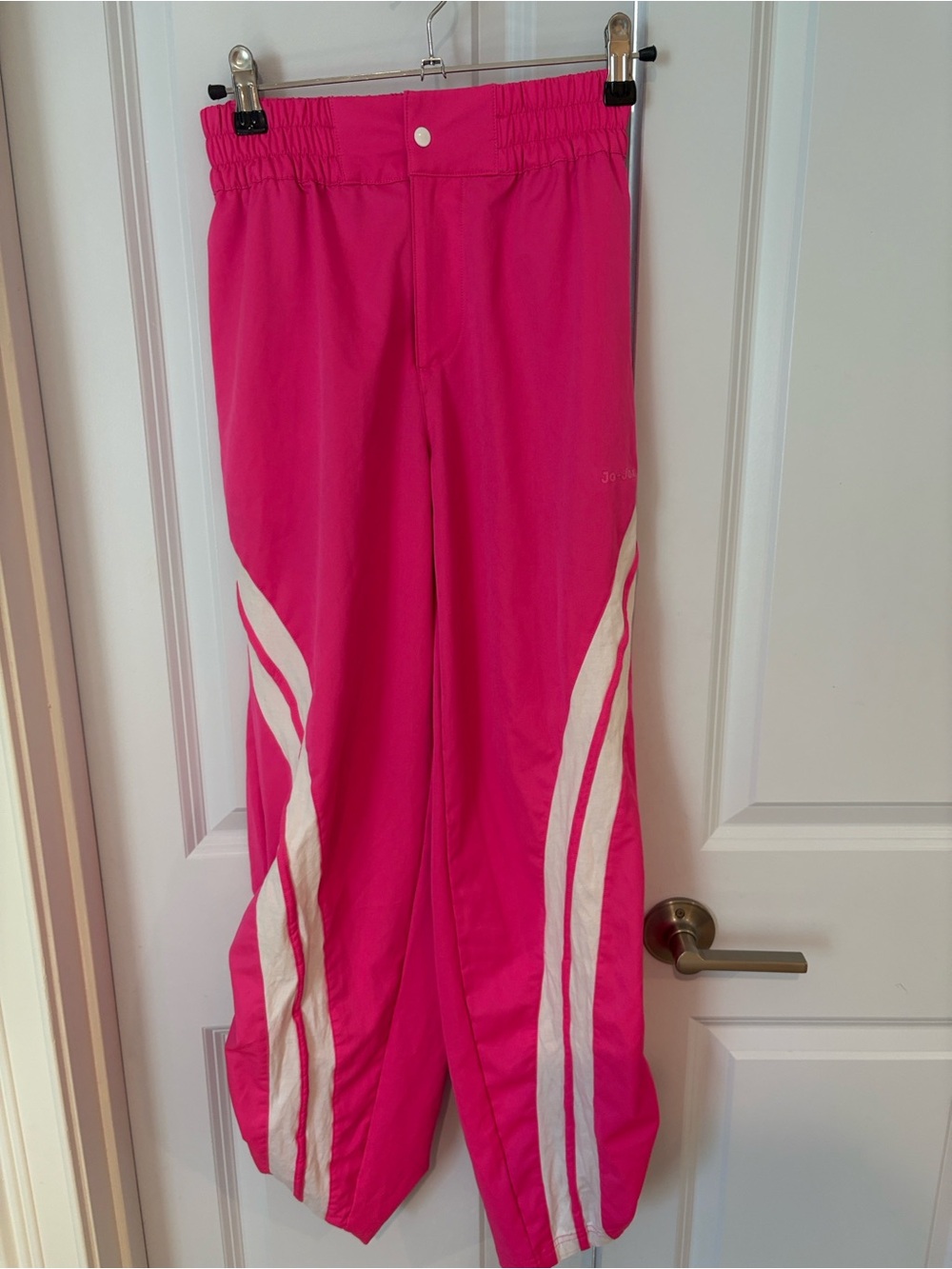 Girls' Bright Pink Track Pants with White Side Stripes